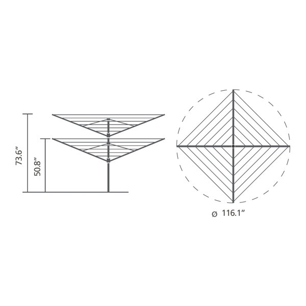 Brabantia Lift O Matic Outdoor Clothesline 197 Feet with Metal